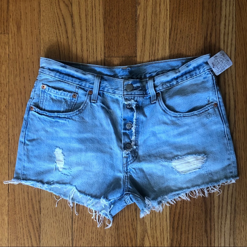 Levi Distressed Blue Jean Shorts